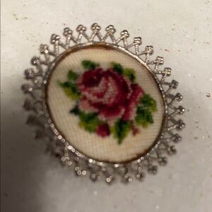 Elegant Silver Floral Brooch